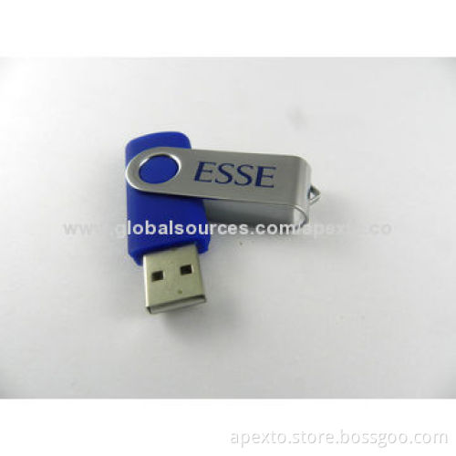 Blue Swivel USB Flash Drives, Customized Packaging Types/Logos Accepted, 256MB to 32GB